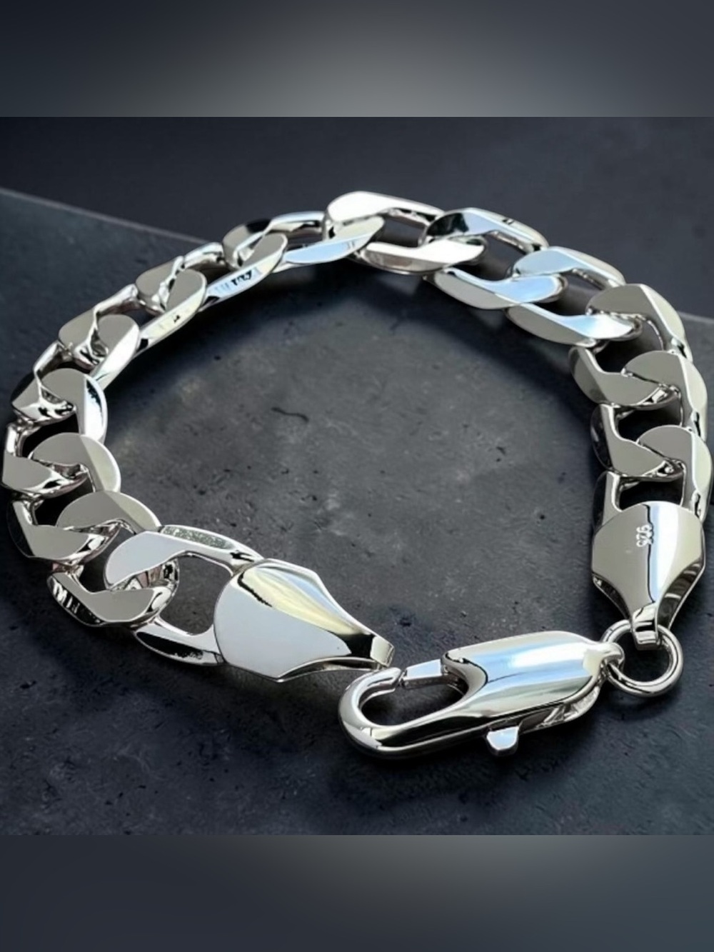 🔥Fashion Trend 925 Sterling Silvery Cuban Side Link Bracelet 12MM wide-8 inches